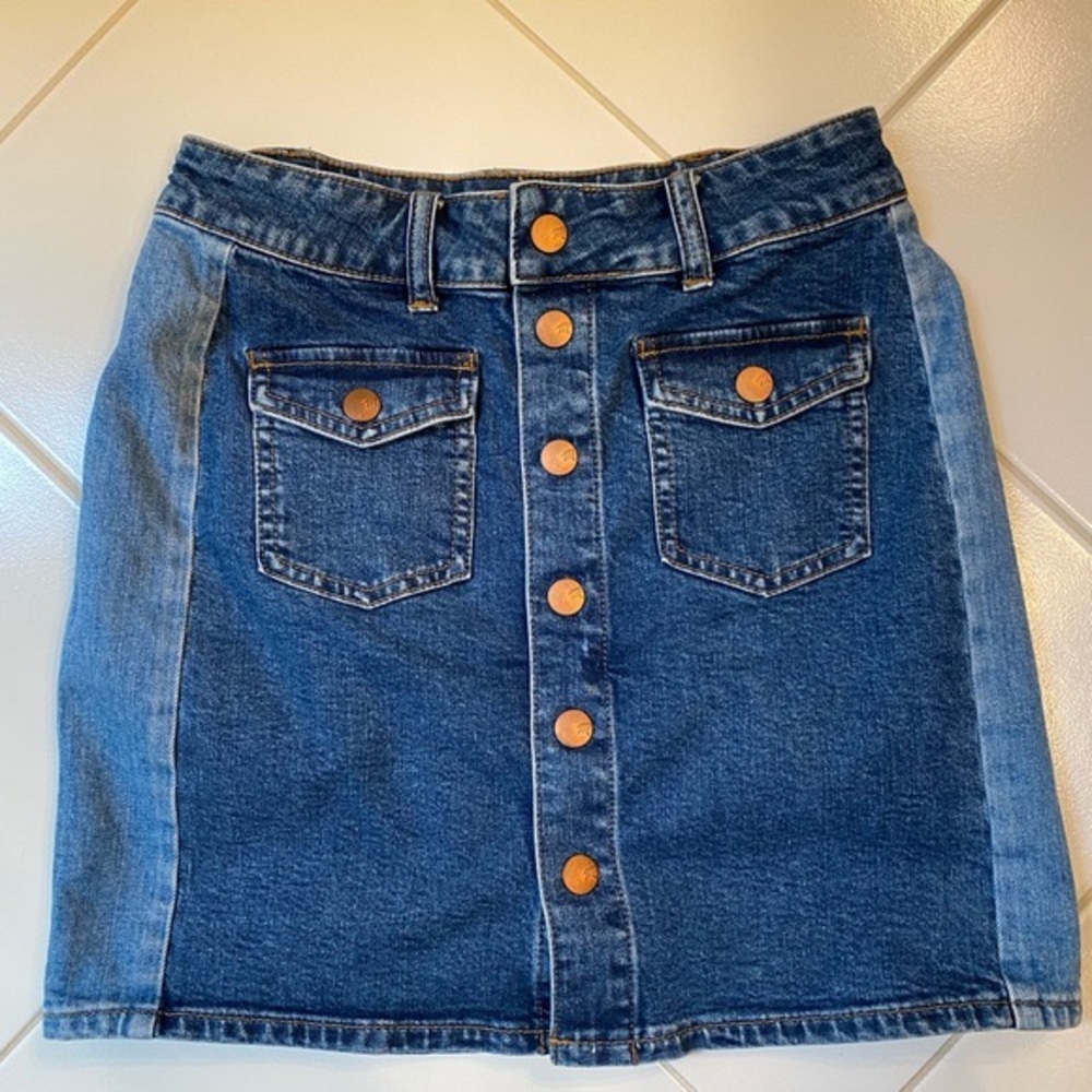 Madewell color blocked Jean skirt
